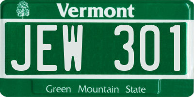 VT license plate JEW301