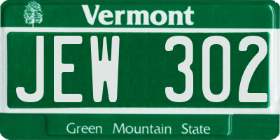 VT license plate JEW302
