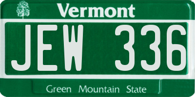 VT license plate JEW336