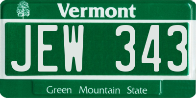 VT license plate JEW343