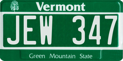 VT license plate JEW347