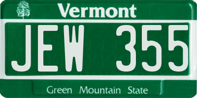 VT license plate JEW355