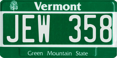 VT license plate JEW358