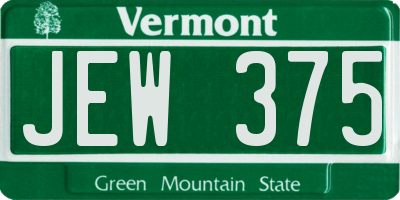 VT license plate JEW375