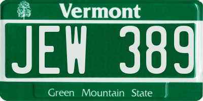 VT license plate JEW389