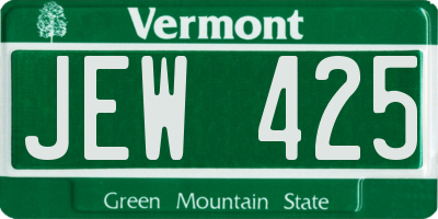 VT license plate JEW425