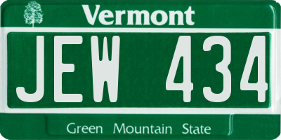 VT license plate JEW434