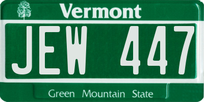 VT license plate JEW447