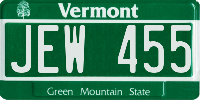 VT license plate JEW455