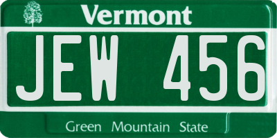 VT license plate JEW456