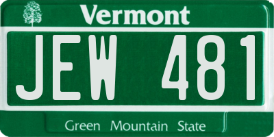 VT license plate JEW481