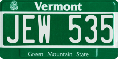 VT license plate JEW535