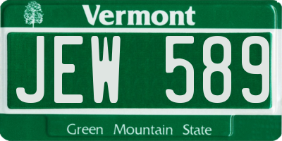 VT license plate JEW589