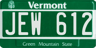 VT license plate JEW612