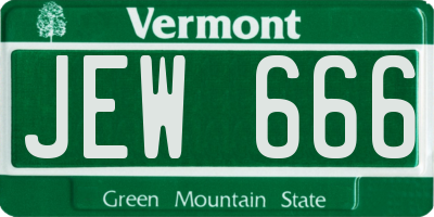 VT license plate JEW666