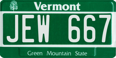 VT license plate JEW667