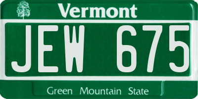 VT license plate JEW675