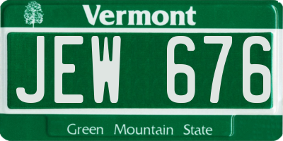 VT license plate JEW676
