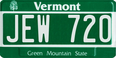 VT license plate JEW720