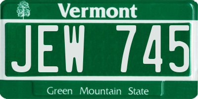 VT license plate JEW745