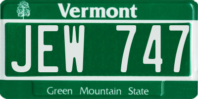 VT license plate JEW747