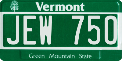 VT license plate JEW750