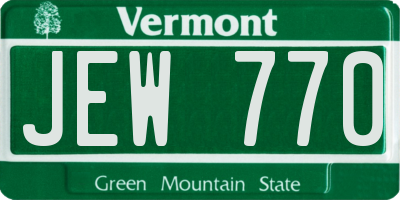 VT license plate JEW770