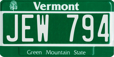 VT license plate JEW794