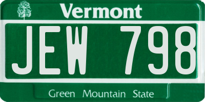 VT license plate JEW798