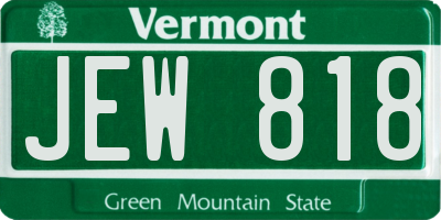 VT license plate JEW818