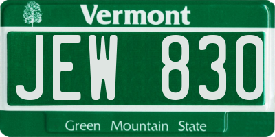 VT license plate JEW830