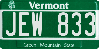 VT license plate JEW833