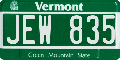 VT license plate JEW835