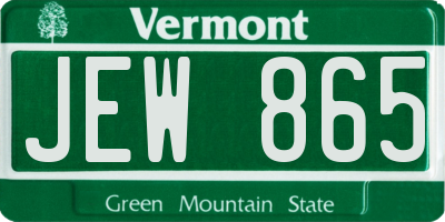 VT license plate JEW865