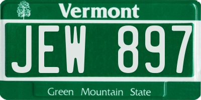 VT license plate JEW897