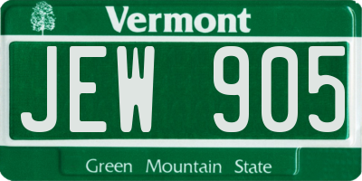 VT license plate JEW905