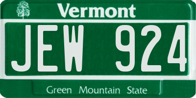 VT license plate JEW924