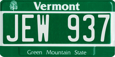 VT license plate JEW937