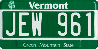VT license plate JEW961
