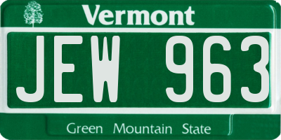 VT license plate JEW963