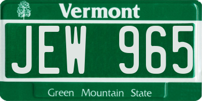 VT license plate JEW965