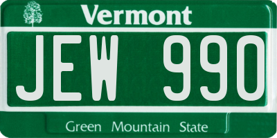 VT license plate JEW990