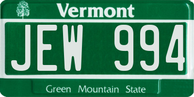 VT license plate JEW994