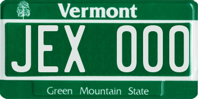 VT license plate JEX000