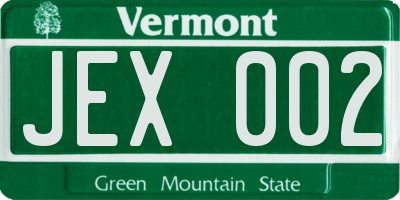 VT license plate JEX002