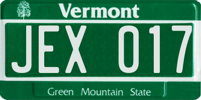 VT license plate JEX017