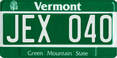 VT license plate JEX040