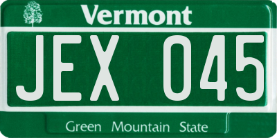 VT license plate JEX045