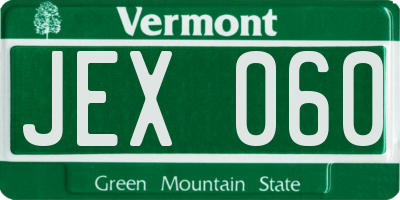 VT license plate JEX060