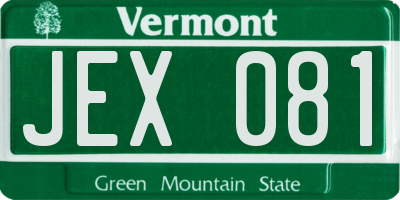 VT license plate JEX081